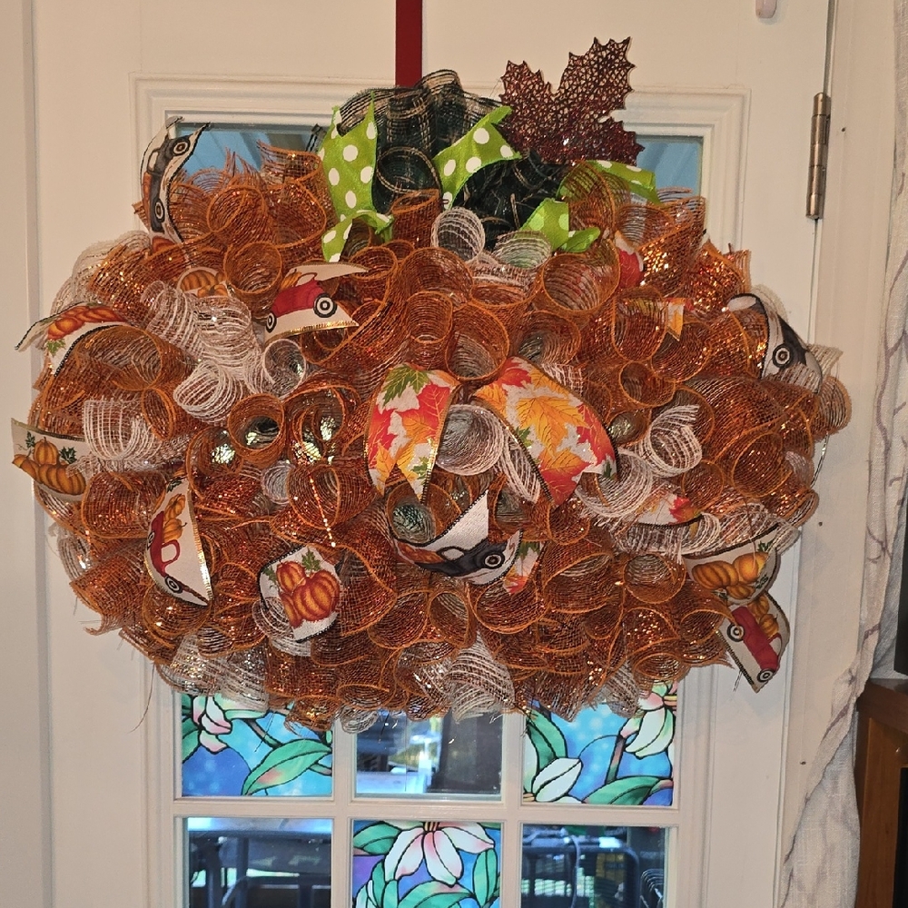 Autumn Harvest Mesh Holiday Wreath